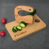 Engraved Wooden Kids Knife & Cutting Board Set