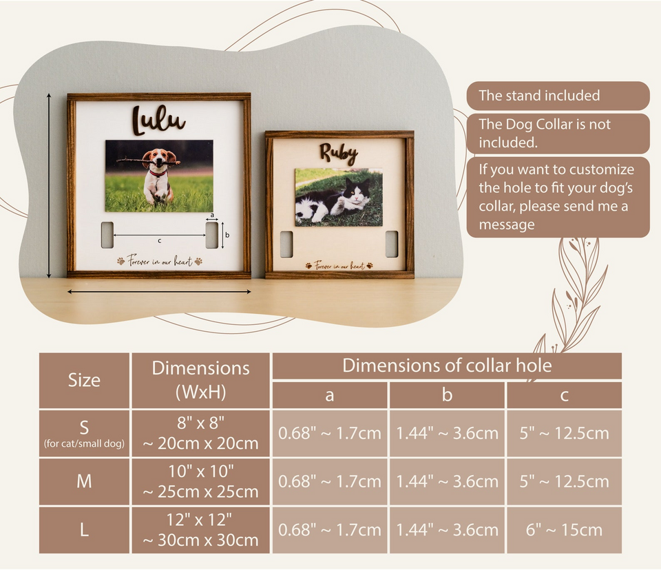 Personalized Pet Memorial Collar Holder Frame