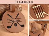 Personalized Golf Bag Tag and Leather Tee Holder Gift