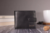 Father's Day Gift, Personalised Men's Wallet, Genuine Soft Black Leather Wallet