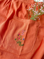 Personalized Floral Hand Embroidered Linen Apron for Women