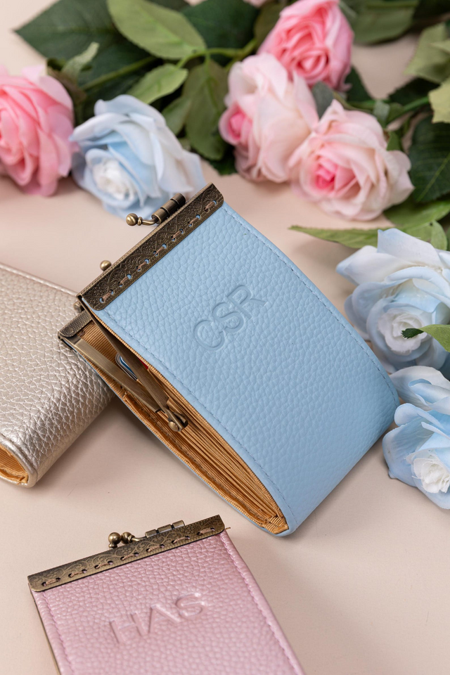 Personalized Kiss Lock Card Wallet Leather Pouch