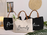 Custom Bridesmaid Tote Bag with Name Beach Wedding Gift