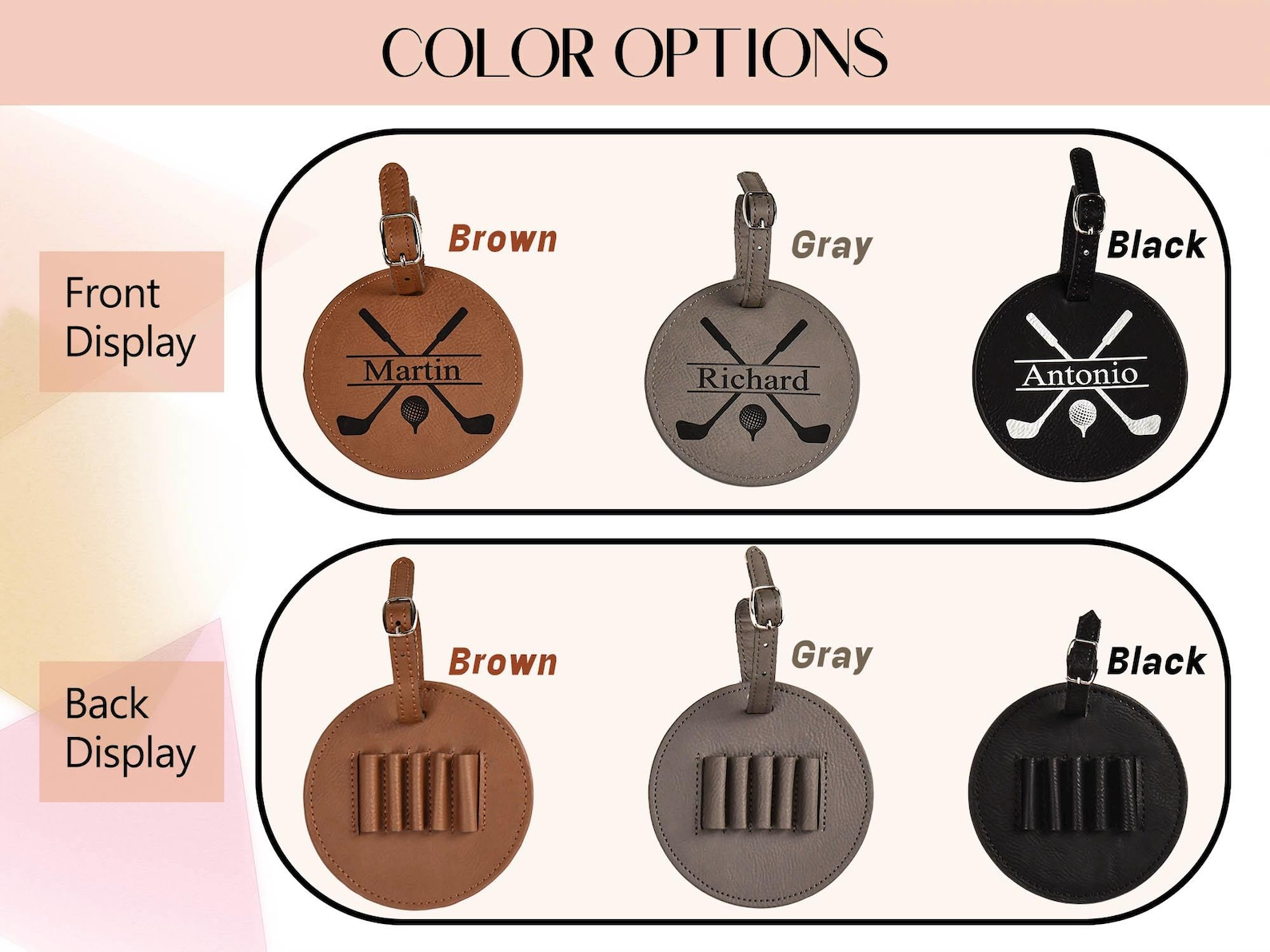 Personalized Golf Bag Tag and Leather Tee Holder Gift