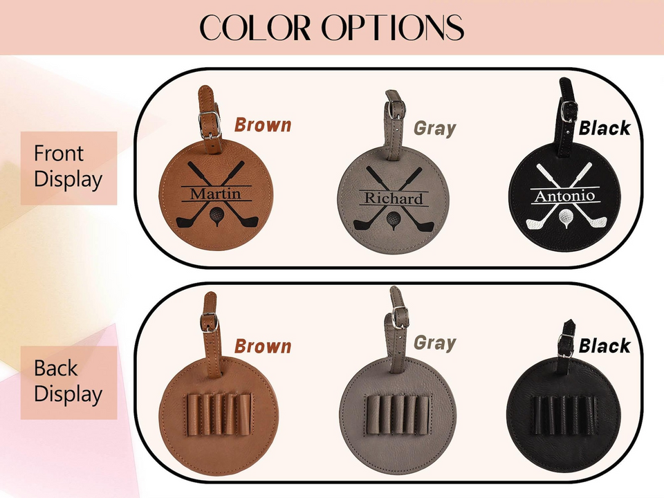 Personalized Golf Bag Tag and Leather Tee Holder Gift