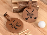 Personalized Golf Bag Tag and Leather Tee Holder Gift