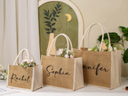 Personalized Bridesmaid Burlap Tote Bag with Name