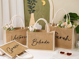 Personalized Bridesmaid Burlap Tote Bag with Name