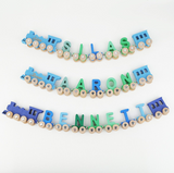 Custom Name Wooden Magnetic Train Set with Mountain Tunnel
