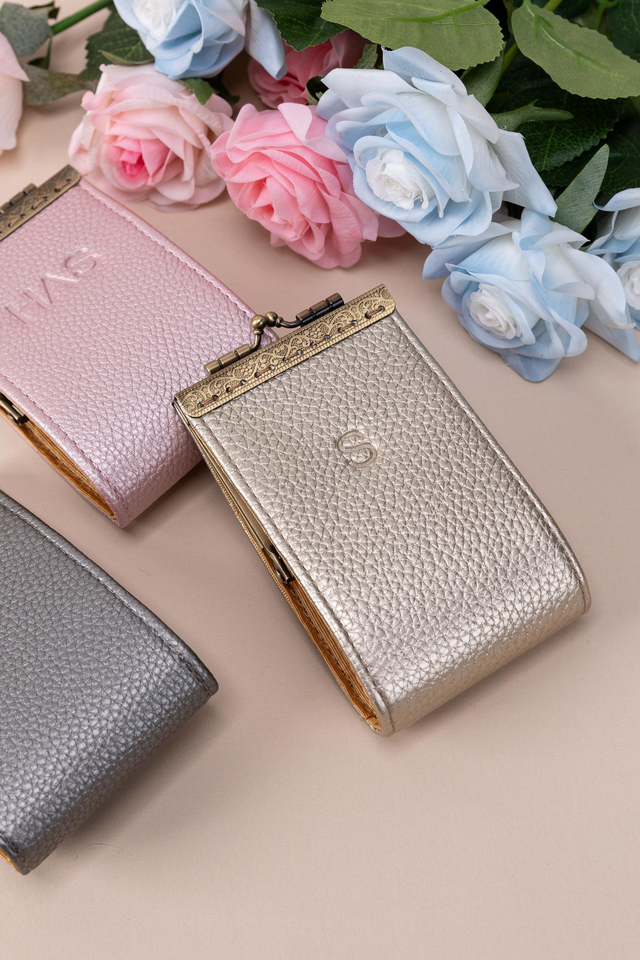 Personalized Kiss Lock Card Wallet Leather Pouch