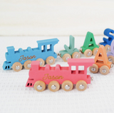 Custom Name Wooden Magnetic Train Set with Mountain Tunnel