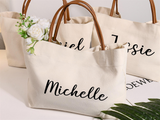 Custom Bridesmaid Tote Bag with Name Beach Wedding Gift