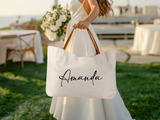 Custom Bridesmaid Tote Bag with Name Beach Wedding Gift
