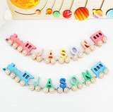 Custom Name Wooden Magnetic Train Set with Mountain Tunnel