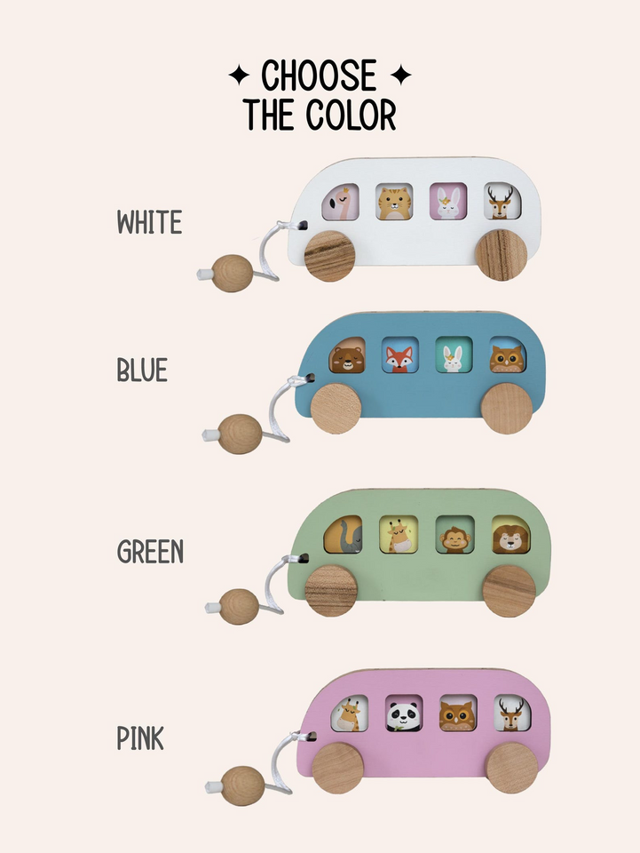 Personalized Wooden Bus First Birthday Gift for Baby or Toddler