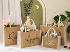 Personalized Bridesmaid Burlap Tote Bag with Name