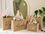 Personalized Bridesmaid Burlap Tote Bag with Name
