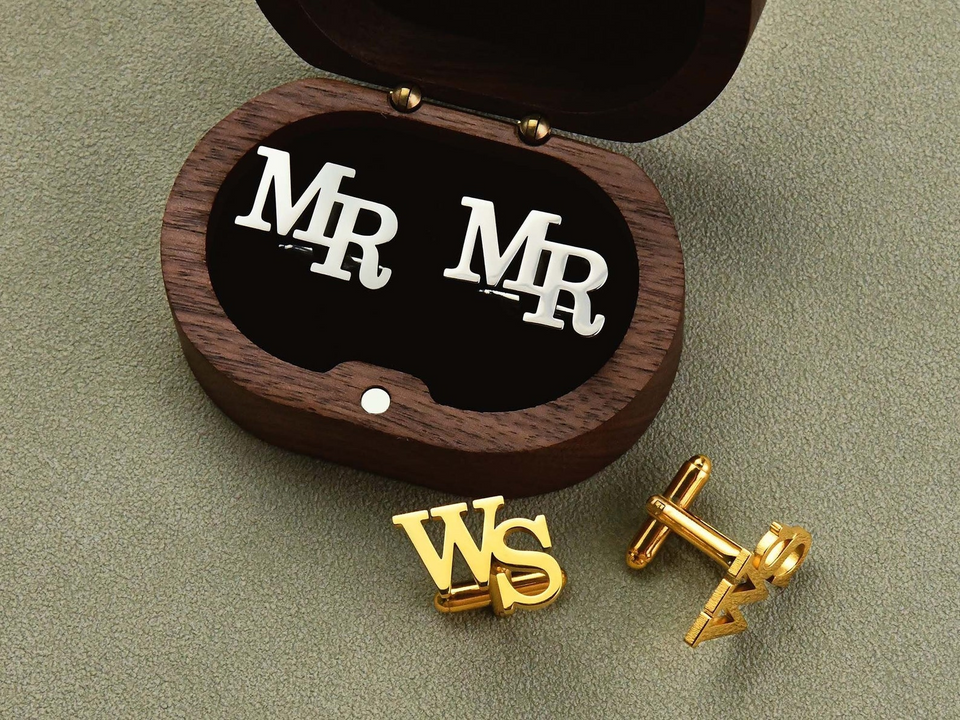 Personalized Initial Cufflinks Wedding Gift for Him
