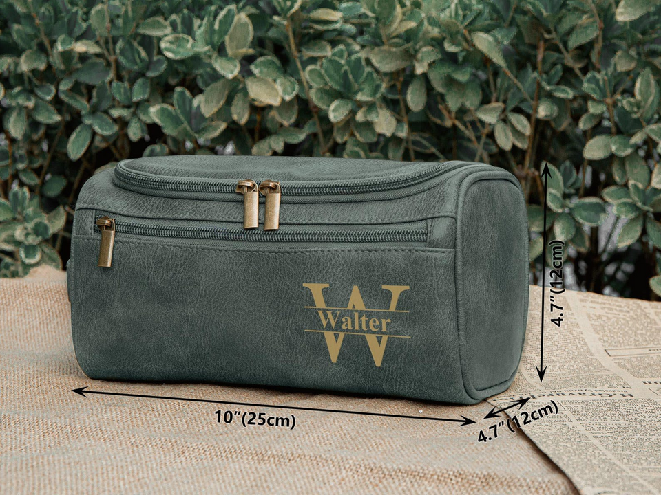 Custom Mens Leather Toiletry Bag Dopp Kit Gift