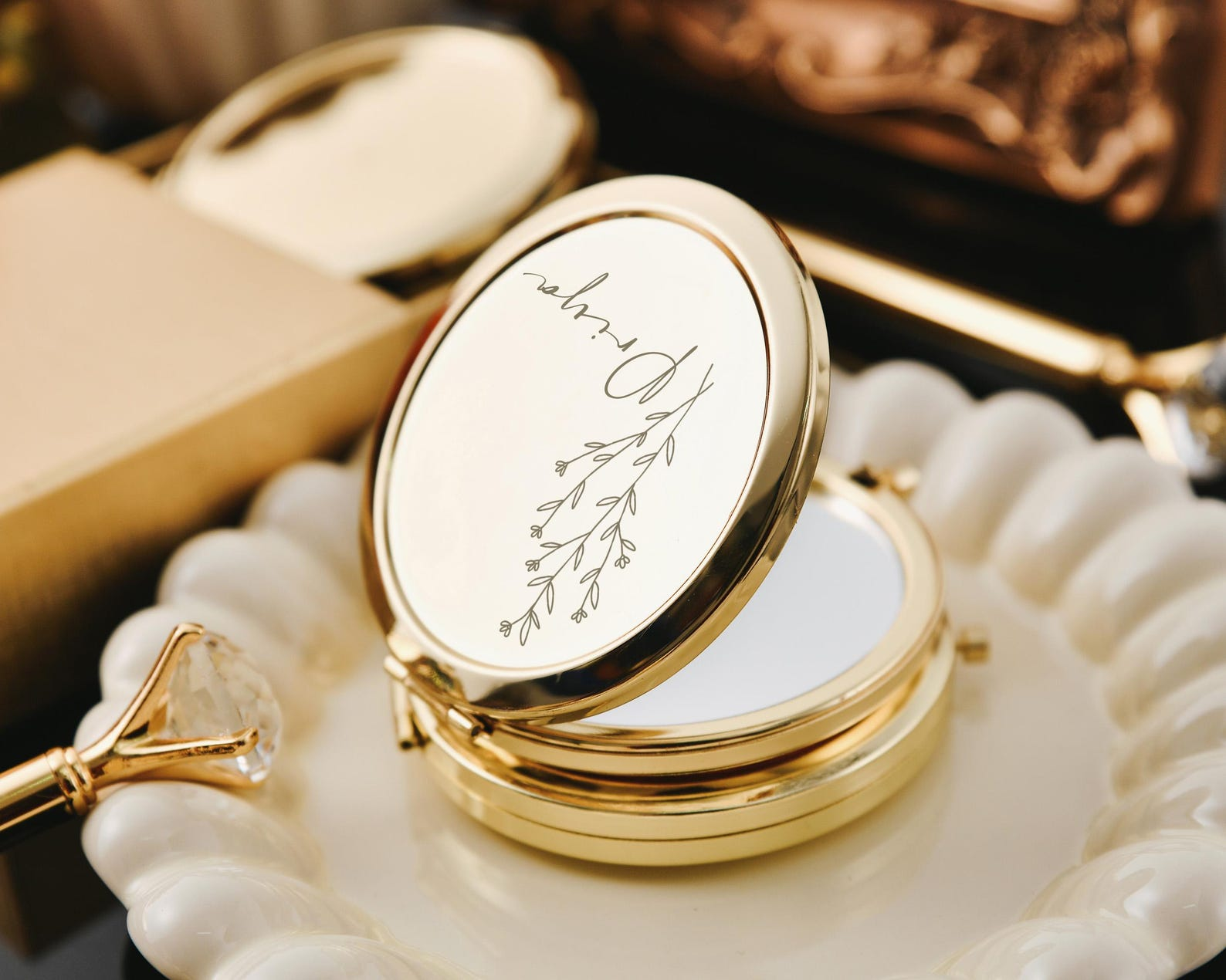 Personalized Engraved Bridesmaid Compact Mirror
