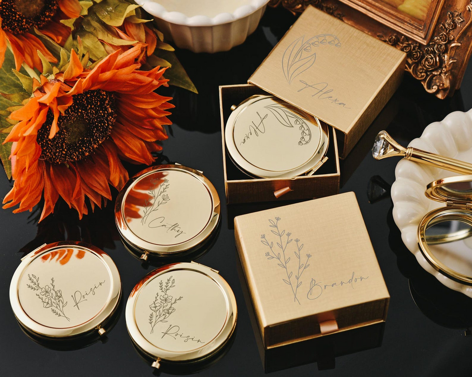 Personalized Engraved Bridesmaid Compact Mirror