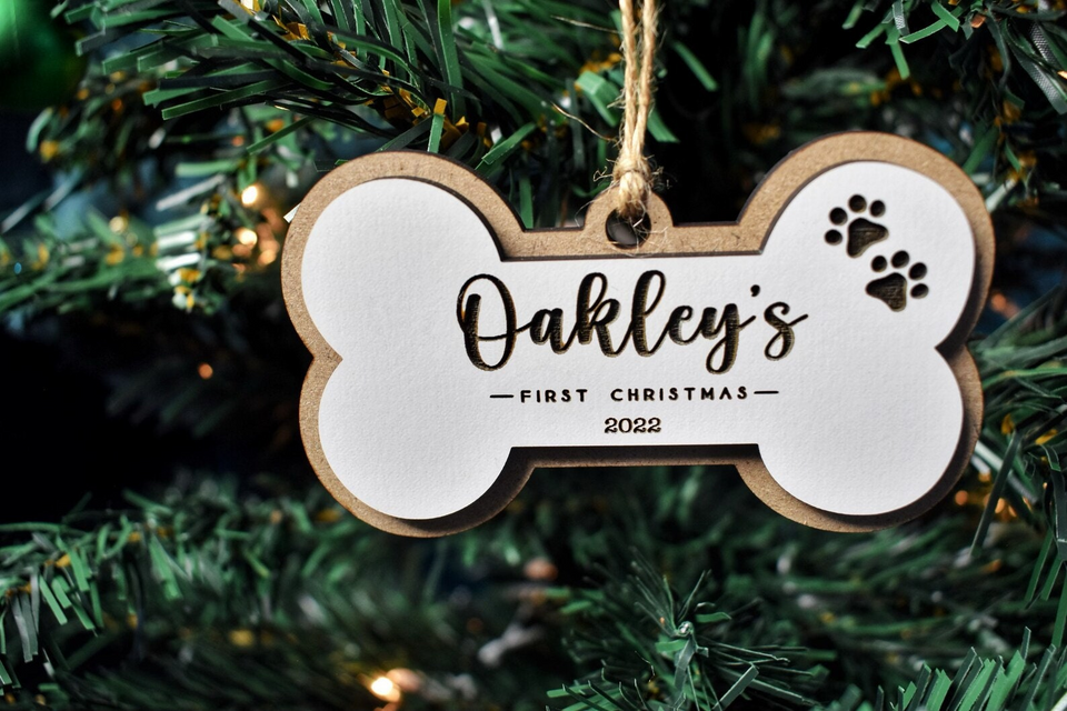 Personalized Dog Bone Christmas Ornament for Pets