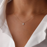 Dainty Diamond Flower Necklace Minimalist Jewelry