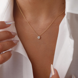 Dainty Diamond Flower Necklace Minimalist Jewelry