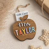 Personalized Teacher Ornament Gift Card Holder Christmas Apple Decor