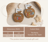 Personalized Teacher Ornament Gift Card Holder Christmas Apple Decor