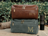 Custom Mens Leather Toiletry Bag Dopp Kit Gift