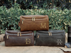 Custom Mens Leather Toiletry Bag Dopp Kit Gift
