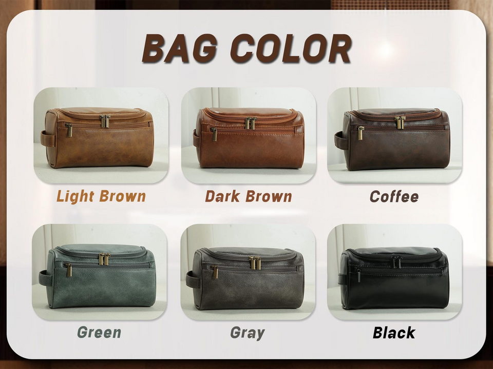 Custom Mens Leather Toiletry Bag Dopp Kit Gift