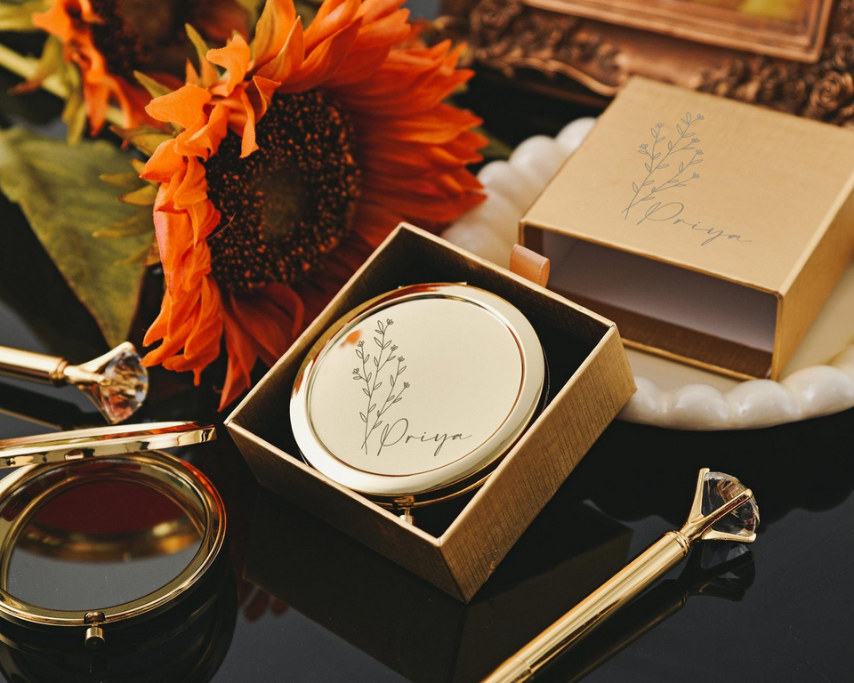 Personalized Engraved Bridesmaid Compact Mirror
