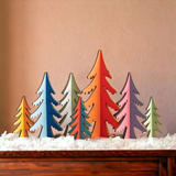 Colorful Wooden Christmas Trees Decor