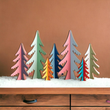 Colorful Wooden Christmas Trees Decor