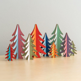 Colorful Wooden Christmas Trees Decor