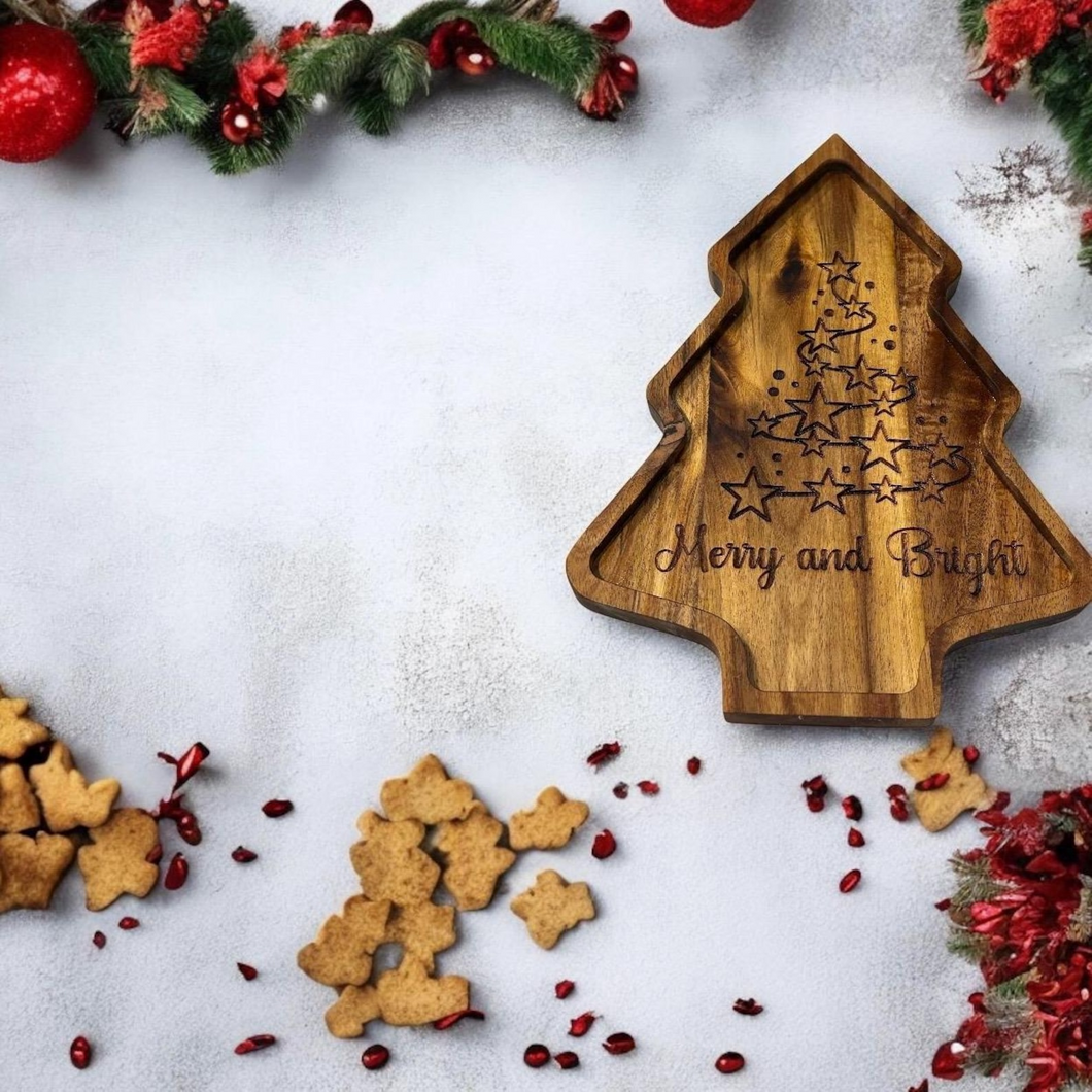 Tree-Shaped Decorative Holiday Serving Tray
