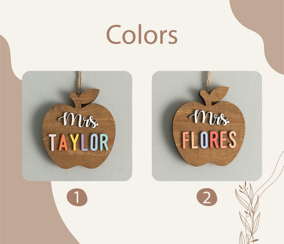 Personalized Teacher Ornament Gift Card Holder Christmas Apple Decor