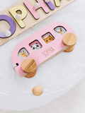Personalized Wooden Bus First Birthday Gift for Baby or Toddler