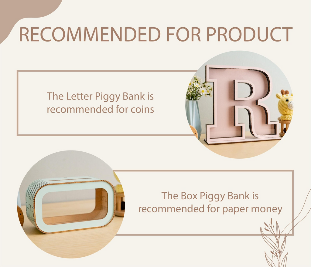 Custom Wooden Piggy Bank with Name for Kids