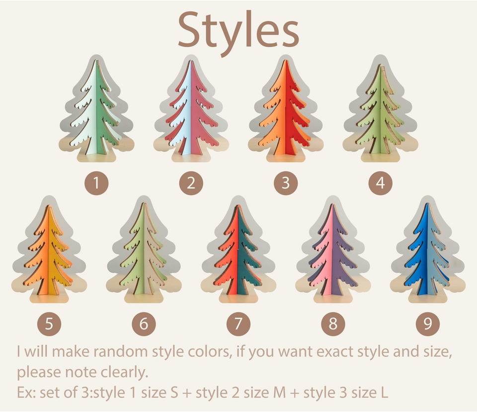 Colorful Wooden Christmas Trees Decor