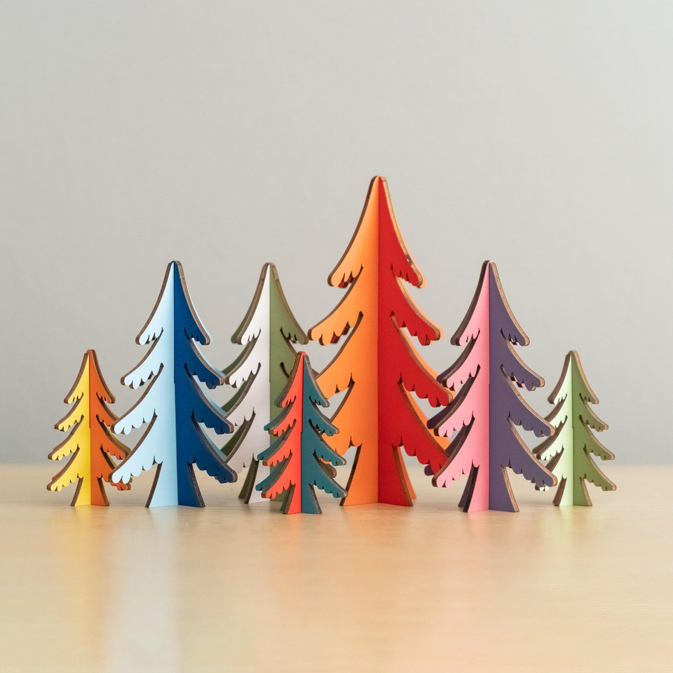 Colorful Wooden Christmas Trees Decor