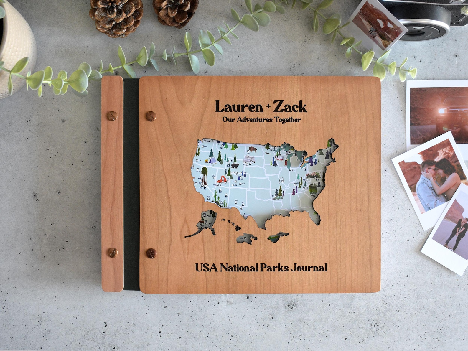 USA National Park Wooden Map Adventure Book