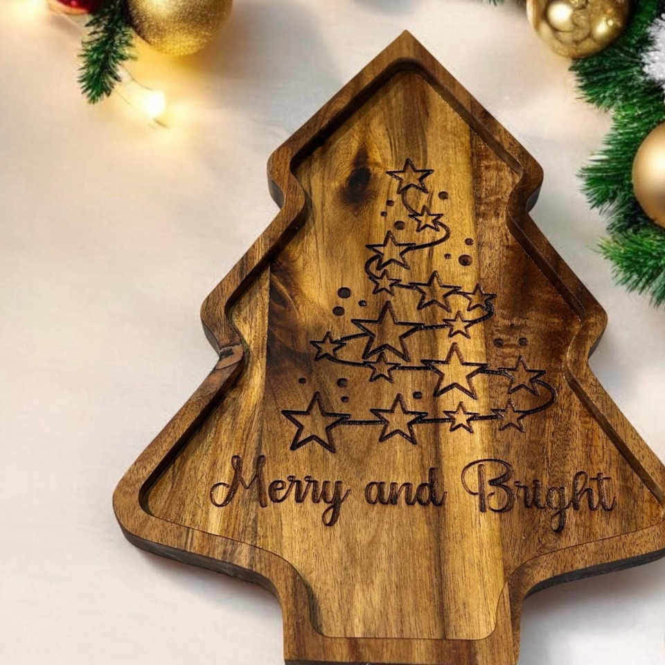 Tree-Shaped Decorative Holiday Serving Tray