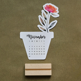 Floral 2026 Desk Calendar with Wooden Stand
