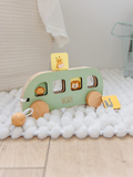 Personalized Wooden Bus First Birthday Gift for Baby or Toddler