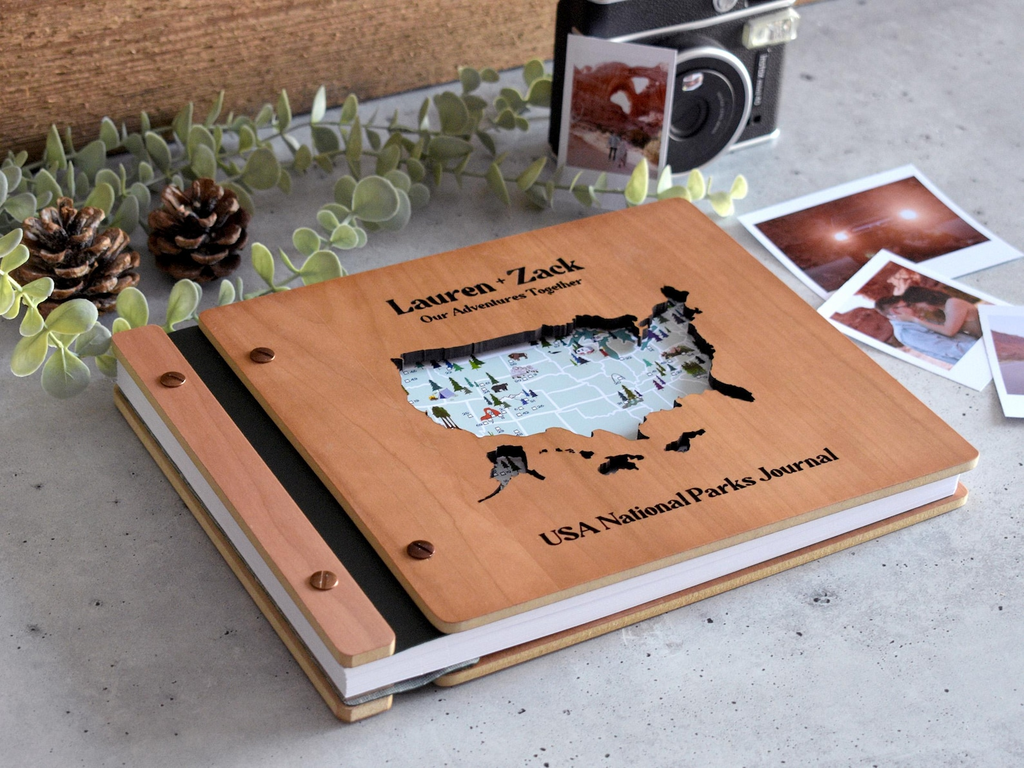 USA National Park Wooden Map Adventure Book