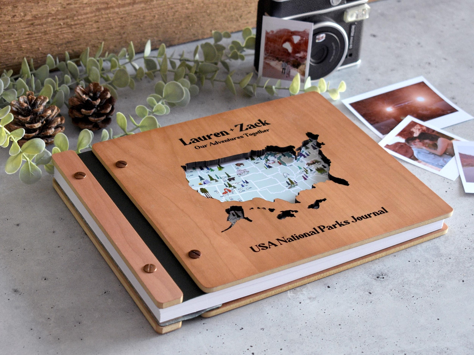 USA National Park Wooden Map Adventure Book
