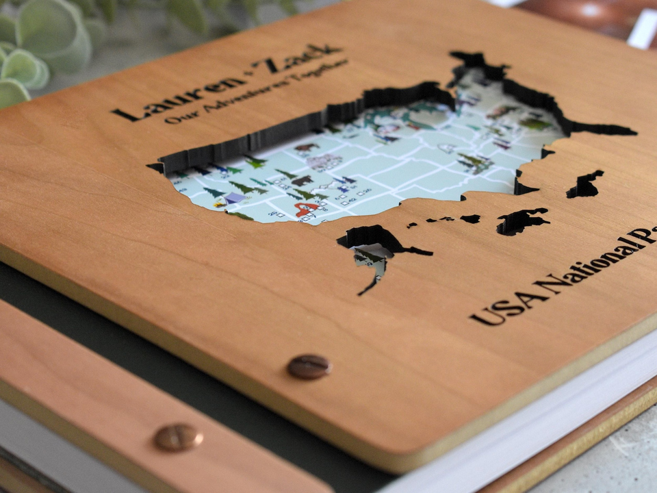 USA National Park Wooden Map Adventure Book